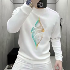 투니스 남성 트렌디 프린팅 캐주얼 슬림핏 긴소매 맨투맨 티셔츠