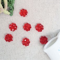 헤세드 <대용량> 13mm 투명 컬러 아크릴 네잎클로버 비즈 폰스트랩 재료, 레드