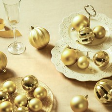 聖誕裝飾球 樹木裝飾 35p 套組, 1套, 金色, 8cm, 6cm, 4.5cm