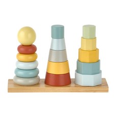 유아 파스텔톤 감성자극 모양쌓기타워 쌓기나무교구 아기원목교구