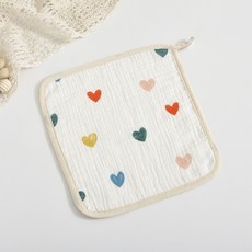 純棉四層紗布口水巾，嬰兒圍兜，寶寶洗臉巾，R96004, 彩愛心, 1個