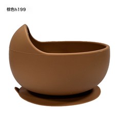 母嬰兒童硅膠餐盤嬰兒輔食碗一體防摔吸盤寶寶餵養餐具硅膠碗套裝, 1個, 輔食碗-棕色:如圖