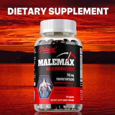 말레맥스 남성 강화제 745mg - 테스토스테론 부스터 - 마카 트리불루스 인삼, 1개, 120정