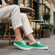 VANS 반스 어센틱 뮬 캔버스 펀 그린 마쉬멜로우 스니커즈 No.1780429