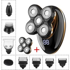 남성 머리용 5-in-1 전기면도기 주호민 대머리 면도기 5 블레이드 RQ6900, RQ6900 골드 + 코털기, RQ6900 골드 + 코털기