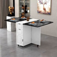 접이식 테이블 수납형 간이식탁 베드 식탁 원목 이동식 이동식식탁 폴딩 원룸 다이닝, I. 120x60 고급 레일 포함 연한색+검정색 돌