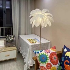 깃털 대형 장식등 조명 북유럽 야자수 거실 카페 따뜻한, 1.6m 플로어 램프 트라이컬러
