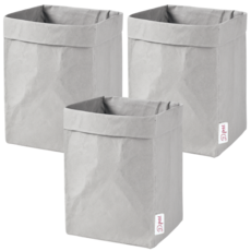 데일리쁘띠 페이퍼백 냉장고 정리 크라프트 다용도 바구니, 3개, 그레이