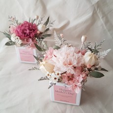 flower&house Love媽咪 母親節夢幻康乃馨迷你盆花 奶油珍珠粉 永生花 乾燥花 全台宅配, 法國薰衣紫,盆花+禮盒+提袋