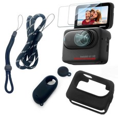 FCMEDZI Insta360 GO 3S 블랙 실리콘 슬리브 케이스와 호환되는 화면 보호 필름 프리미엄 강화 유리 액정보호필름 및 TPU 렌즈 필름 카메라 프로텍터 케이스