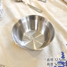 里和 韓國正版 米菲兔 304不鏽鋼 兒童 餐具組 湯匙 叉子 水壺 水杯 學習碗筷 樂扣式 餐盤, 1個, 全不鏽鋼小碗, 全不鏽鋼小碗