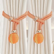 窗簾綁帶輕奢紗簾綁繩紮束帶簡約釦環綁飾可調節神器布帶一件窗簾裝飾配件, 橙色(一對裝), 1個