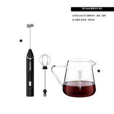 휴대용 USB 충전식 계란 베이킹 도구 라떼 제조기, 블랙 + 엘프 쉐어링 포트 500ml, 기본 모델명/품번
