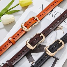 【針釦款式】女士皮帶免打孔簡約百搭牛仔褲韓版時尚休閒純皮革鏤空腰帶