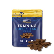 FISH4DOGS 超級巨星訓練零嘴 鮮魚沙丁魚口味 150g 成犬貓適用 無穀配方 富含Omega-3 低卡小顆粒, 1個, 魚
