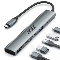 에이서 5포트 USB 3.0 C타입 PD100W 멀티허브 UC503, 1개, 은색 (길이15cm)