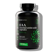 SMARTERNUTRITION 필수 아미노산(EAA) 캡슐 - 9개의 EAA 1회 제공량당 1g - 근육량 및 운동 지원 - GMO 프리 비건 글루텐 프리 - 180개[90, 180 Count (Pack of 1), 1개, 180정