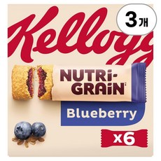 켈로그 뉴트리 그레인 블루베리 스낵 바 Kellogg's Nutri-Grain Blueberry Snack Bars 37g, 3개