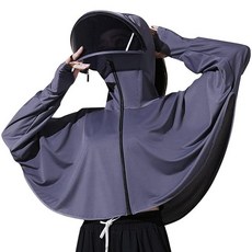 여성용 자외선 차단 셔츠 후드 재킷 긴소매 숄 아이스 실크 빠른 건조 스웨트셔츠 네이비, 104800