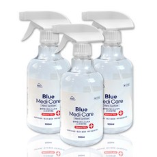 블루메디케어 핸드 세니타이저 뿌리는 스프레이 손세정제 손소독제, 3개, 500ml