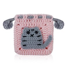 [ 771549 ] 와이즈포인트 수제 동전 지갑 파우치 크로셰 가방 작은 지갑 여성 및 여아용 드로스트링 미니 귀여운 정교한 변경 동전 열쇠용 핑크 귀여움