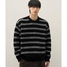 브랜드정품 드로우핏 DRAW FIT 울 헤어리 스트라이프 풀오버 니트 BLACK 279217