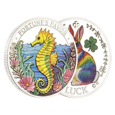 기념 주화 금도금 클로버 행운의 포르투나 영원한 집 장식, [01] 은