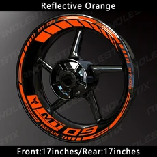 호환 AnoleStix 반사 오토바이 휠 스티커 허브 데칼 림 스트라이프 테이프 야마하 MT-09 용, 12 Reflective Orange