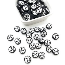스컬 얼굴 원형비즈 공예품 만들기 부자재 9mm, 백개입*1봉