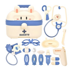 토끼 가방 보관함 작동 병원놀이 세트, blue, 3개