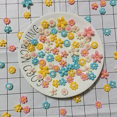 手工巧克力小花烘焙糕點甜品裝飾梅花菊花櫻花多色可食用立體花朵, 1個, 手工混裝小花80朵