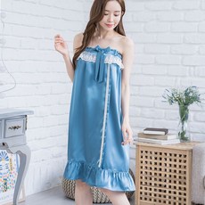 지니골프 여성 골프웨어 샤워 목욕 가운 랩 미니 원피스 로맨틱무지2