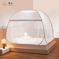 록신 침대 원터치 모기장 텐트 사각 접이식 그물망 HY004 KYKR003/KYKR004, 라이트 그레이, 1.2