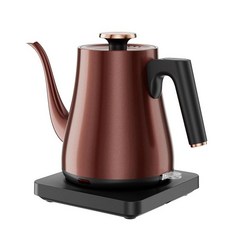 구즈넥 전기 주전자 1.0L 3분 안에 1000W 빠른 가열 100% 스테인리스 스틸 차 주전자 사무실/여행/주방용 푸어 오버 커피 주전자 자동 차단 보호 블랙 스타, 어두운 구리