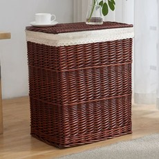 빨래 바구니 뚜껑 빨래통 사각 바스켓 세탁바구니, M. 갈색 바구니  눈송이 안감, A. 엠, 1개