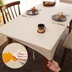 블레오 가죽 방수 무지 사각 식탁보 식탁매트 테이블 커버, 120x80, 샌드베이지, 1개