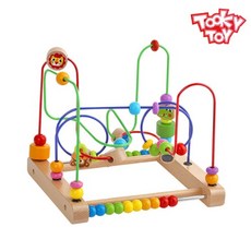 원목 롤러코스터 유아 창의력 구불구불 길 모양 비즈 수 세기 셈 놀이 구슬 도형 돌 선물 유아 아기 원목 교구 소근육 발달 돌 두돌 장난감 돌잔치 선물, 1개