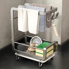 Shipshape 3단 행주걸이 싱크대 주방 행주 금속 철공예 수세미 수세미 거치대, 그레이, 1개