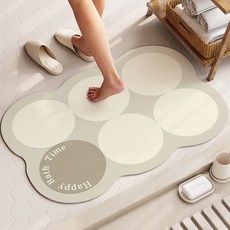 디아쿠아 인테리어 감성 미끄럼방지 규조토 욕실 발매트, 물방울포인트