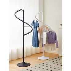 나선형 행거 회전식 옷걸이 스탠드 이동식 인테리어, 진주 화이트 높이 180cm 너비 62cm
