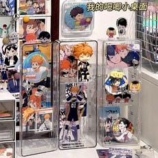 DIY迷你痛櫃亞克力二次元手辦展示櫃桌麵透明立牌吧唧穀子收納盒, 1個, 帶蓋展示櫃【1個裝】配隔板1高清透明立牌吧唧穀子展示櫃