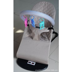 접이식 흔들 의자 침대 신생아침대 신생아, 베이지 다이아몬드+장난감 받침대 세 개