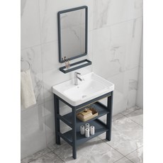 욕실세면대 하부장 선반 욕실 수납장 소형, A도어가 없는 플로어 + 워터 런치 블루, 1개