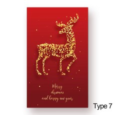 크리스마스 트리 사슴 패키지 삽입 산타 클로스 눈사람 인사 엽서 메리 카드 메시지 메모 50, Type 7