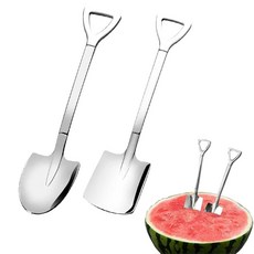 과일 디저트 귀여운 삽 스푼 SUS304 스테인리스 스틸 스페이드 스푼 커피 케이크 수박 가정용 재미있는 주방 레스토랑용 (실버), 과일 디저트 귀여운 삽 스푼, SUS304 스테인리스