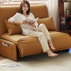 라운레스트 전동 소파베드 침대 리모컨 쇼파침대 모션 공간활용 가죽 리클라이너 슬라이드, O. 1.4m 고탄력폼 AI음성전동조절