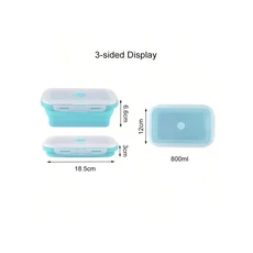 4개 세트 350/500/800/1200ml 접이식 실리콘 도시락 세트 마카롱 색상 휴대용 보온 식품 용기 야외 피크닉, 13 1Pc 800ml blue