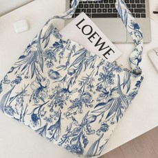 블루 빈티지 플로랄 데일리 숄더백 크로스백 보조 가방 ehd+208BK