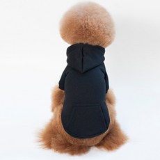 OSON 애견 의류 강아지 옷 후드티 겨울 기모 후드 개옷 반려견 패션, 1개, 블랙