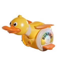 電動鴨轉轉搖擺鴨 黃色鴨子電動爬行玩具 學爬玩具 特技鴨子, 1個, 黃